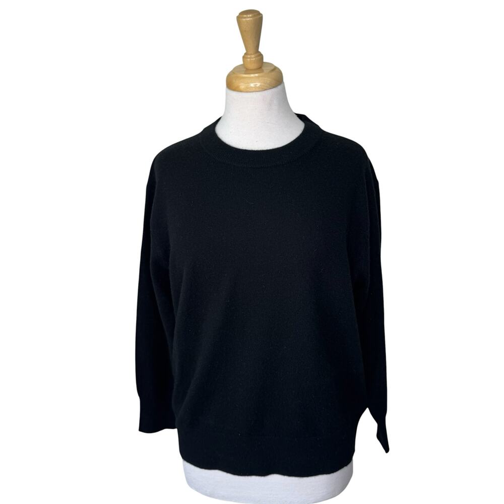 J.CREW Cashmere relaxed oversized crewneck sweater CB905 Black Size XXS